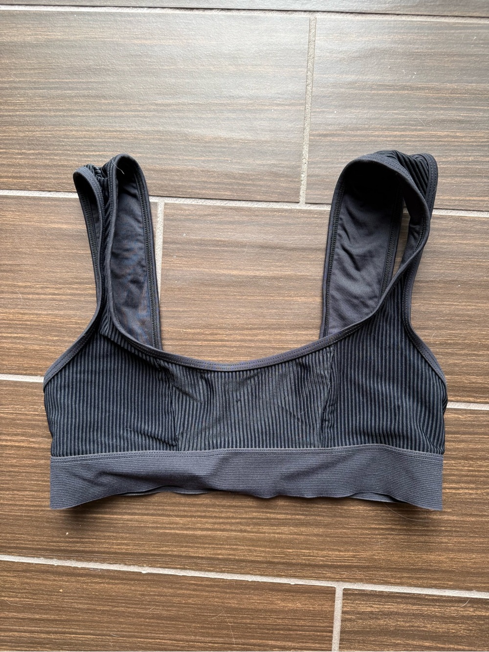 Frankie's Bikinis Ribbed Scoop Bikini Top - Black